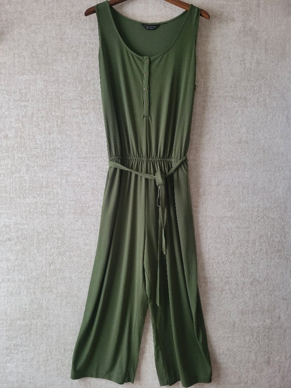 Susan Graver Every Day Liquid Knit Sleeveless Henley Jumpsuit Large Resortwear